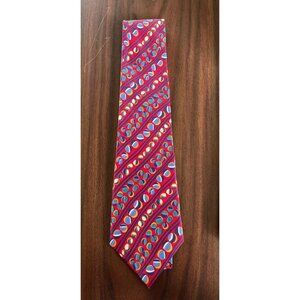 Vintage VivAce Tie Abstract Geometric Red Blue Yellow All Silk Circles and Strip